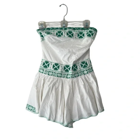 These Three Boutique White and Green Strapless Romper - Picture 2 of 9